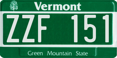 VT license plate ZZF151