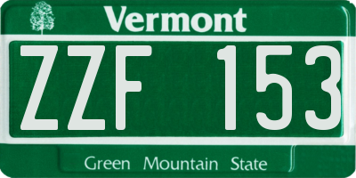 VT license plate ZZF153