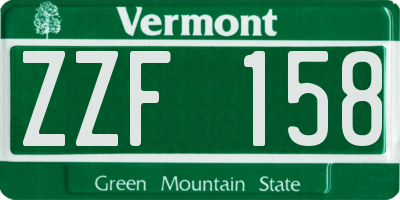 VT license plate ZZF158