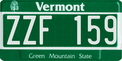 VT license plate ZZF159