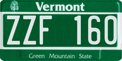 VT license plate ZZF160