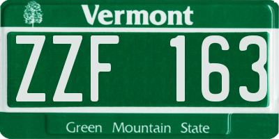 VT license plate ZZF163