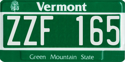 VT license plate ZZF165