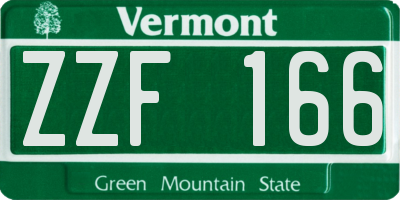 VT license plate ZZF166