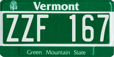 VT license plate ZZF167