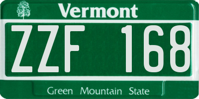 VT license plate ZZF168