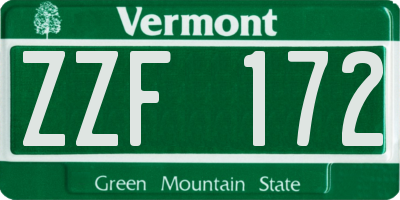 VT license plate ZZF172