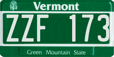 VT license plate ZZF173
