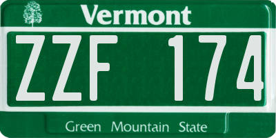 VT license plate ZZF174