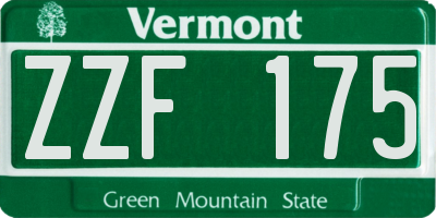 VT license plate ZZF175