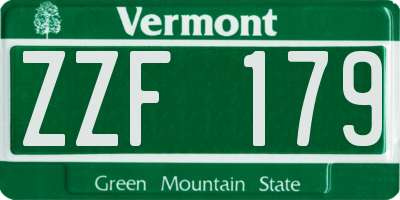 VT license plate ZZF179