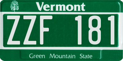 VT license plate ZZF181
