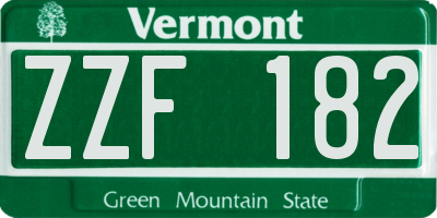 VT license plate ZZF182