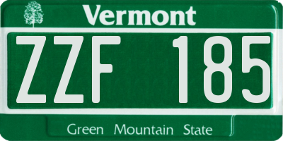 VT license plate ZZF185