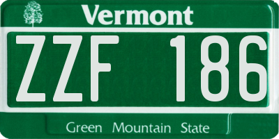VT license plate ZZF186