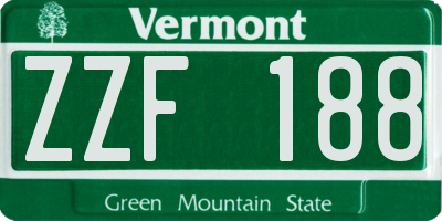 VT license plate ZZF188
