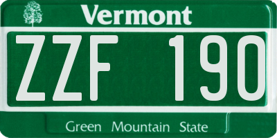 VT license plate ZZF190
