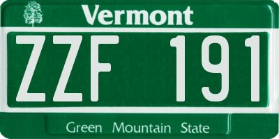 VT license plate ZZF191
