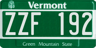 VT license plate ZZF192