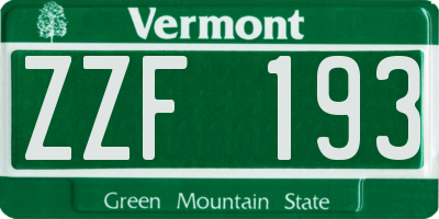 VT license plate ZZF193