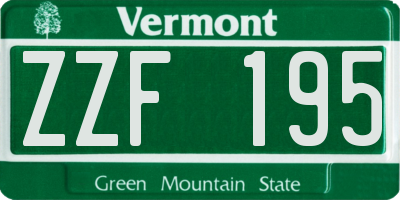 VT license plate ZZF195