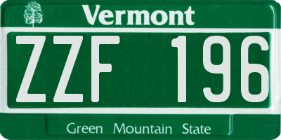 VT license plate ZZF196