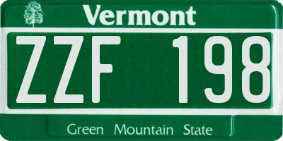 VT license plate ZZF198