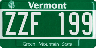 VT license plate ZZF199