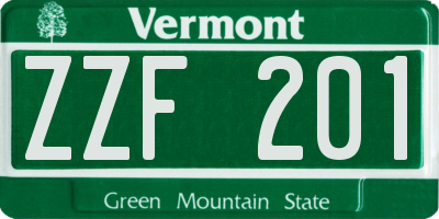 VT license plate ZZF201