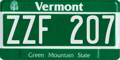 VT license plate ZZF207
