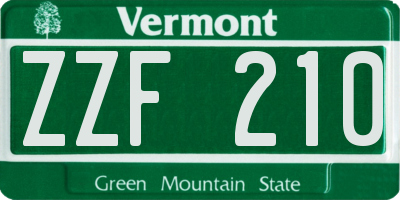VT license plate ZZF210