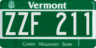 VT license plate ZZF211