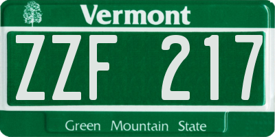 VT license plate ZZF217