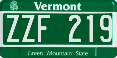 VT license plate ZZF219