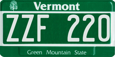 VT license plate ZZF220