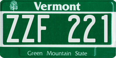 VT license plate ZZF221