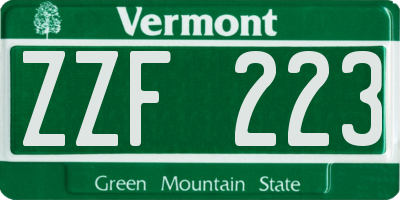 VT license plate ZZF223