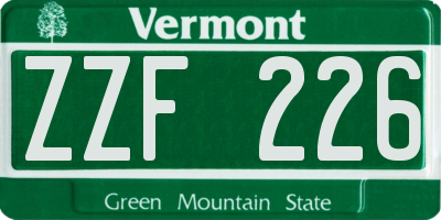 VT license plate ZZF226
