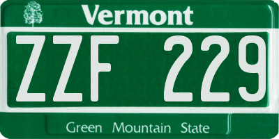 VT license plate ZZF229