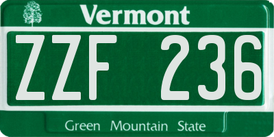 VT license plate ZZF236