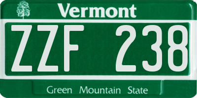 VT license plate ZZF238