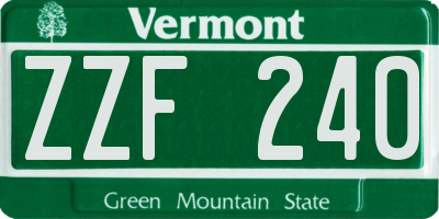 VT license plate ZZF240
