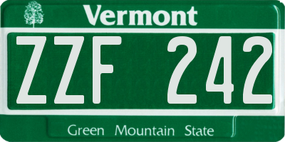 VT license plate ZZF242