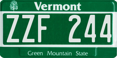 VT license plate ZZF244