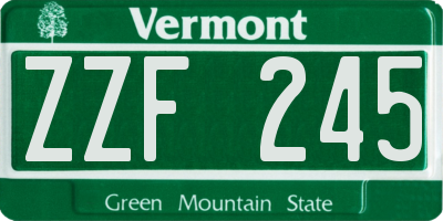 VT license plate ZZF245