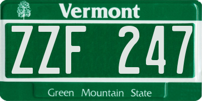 VT license plate ZZF247