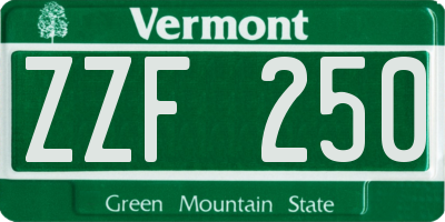 VT license plate ZZF250