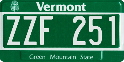VT license plate ZZF251