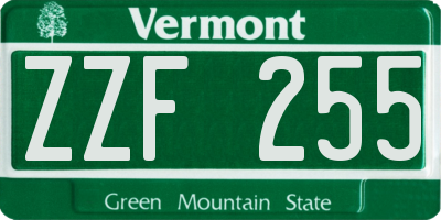 VT license plate ZZF255