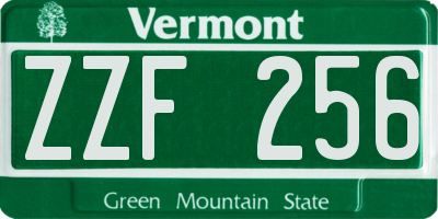 VT license plate ZZF256